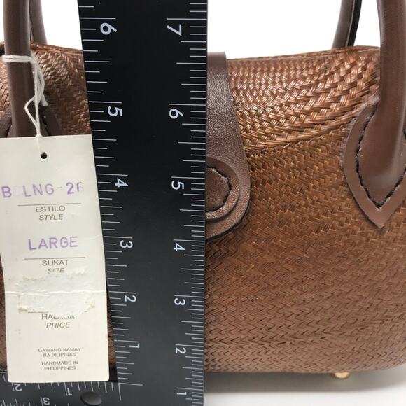 New Vintage Structured Woven Boho Handbag Brown - Picture 7 of 8